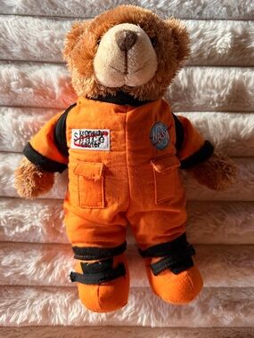 NASA Brown Teddy Bear in Orange Astronaut Suit